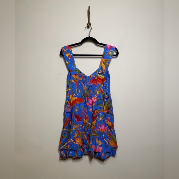 FARM Rio Macaw Party Tiered Linen Blend Fit & Flare Mini Dress - Picture 7 of 8
